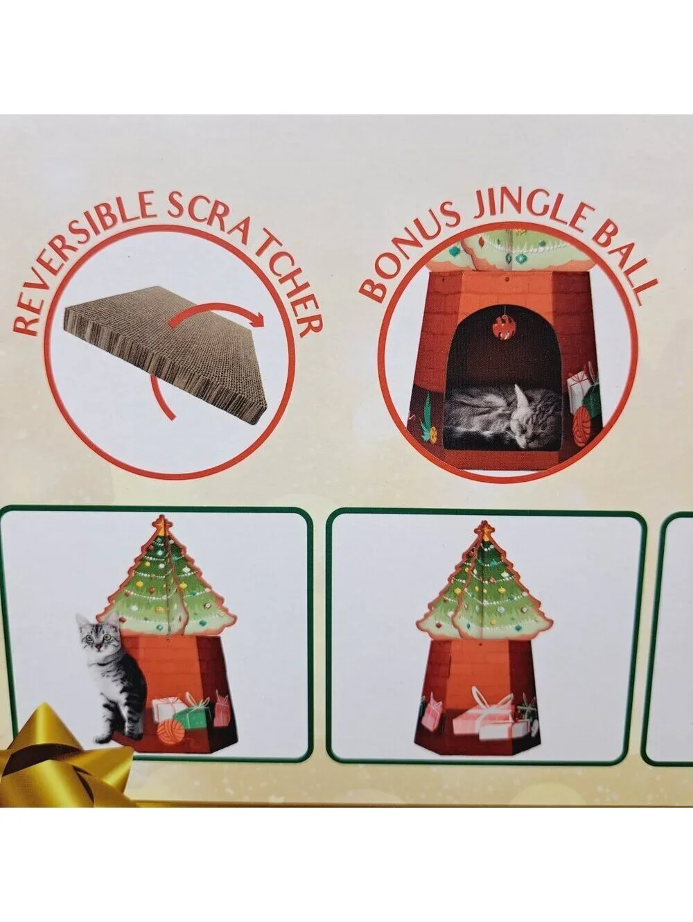 American Cat Club Carboard Scratch Holiday Christmas Tree House Size 12x14x17 in